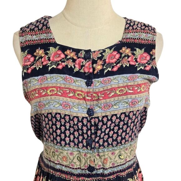 Floral Patchwork Sleeveless Midi Dress - Multicolor - Picture 2 of 6
